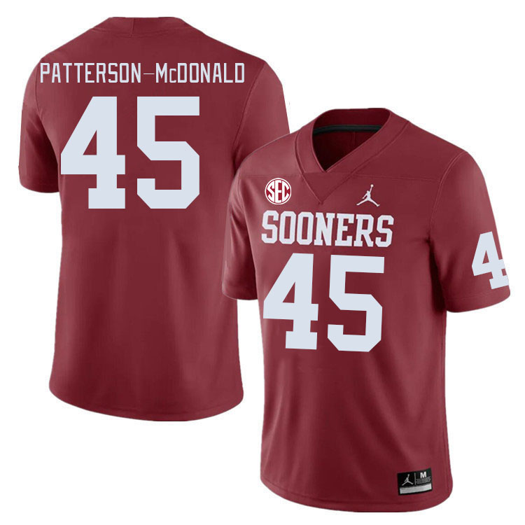 #45 Mykel Patterson-McDonald Oklahoma Sooners 2024 SEC Conference College Football Jerseys-Crimson